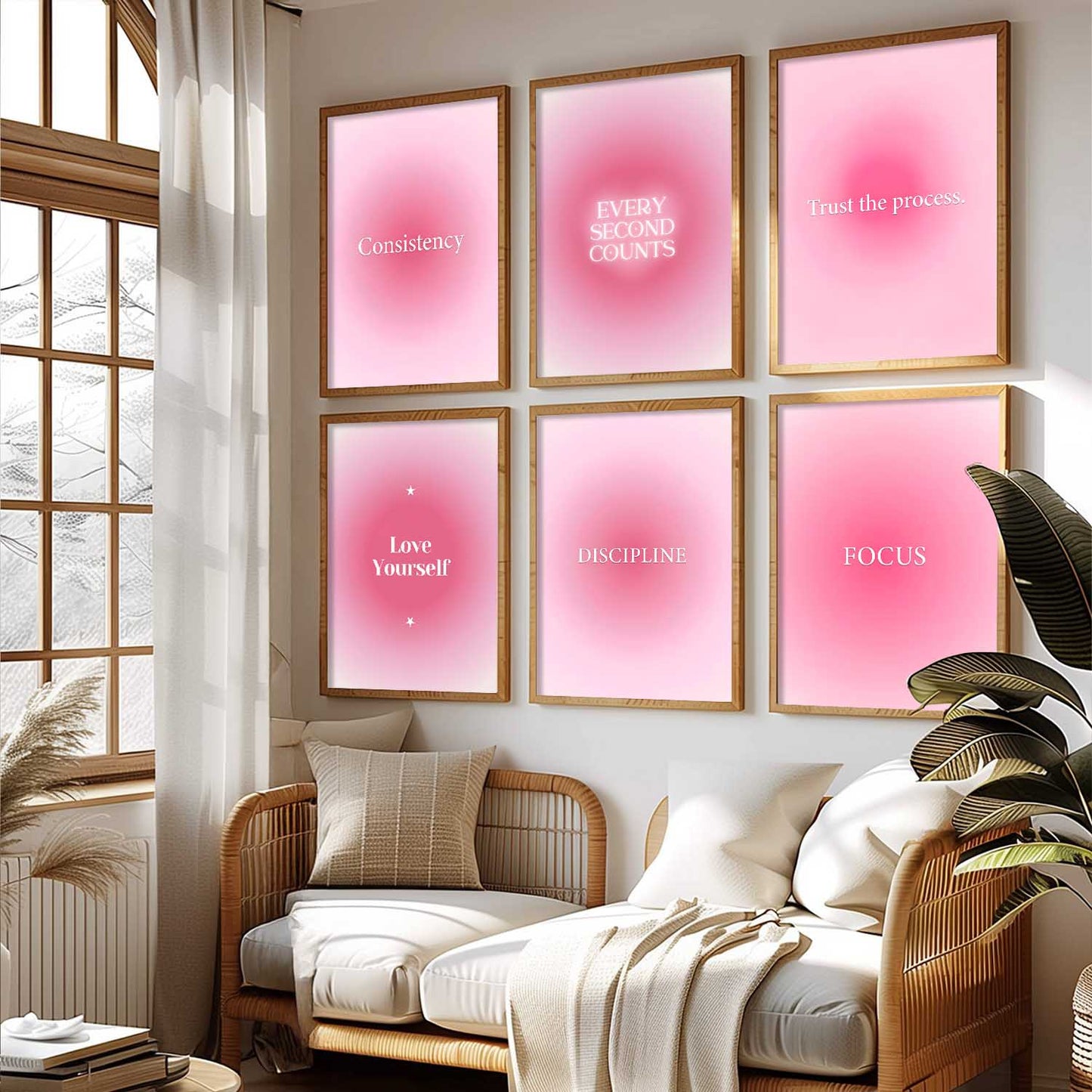 Daily Affirmations Big Aesthetic Wall Art Paintings with Frame for Living Room Bedroom