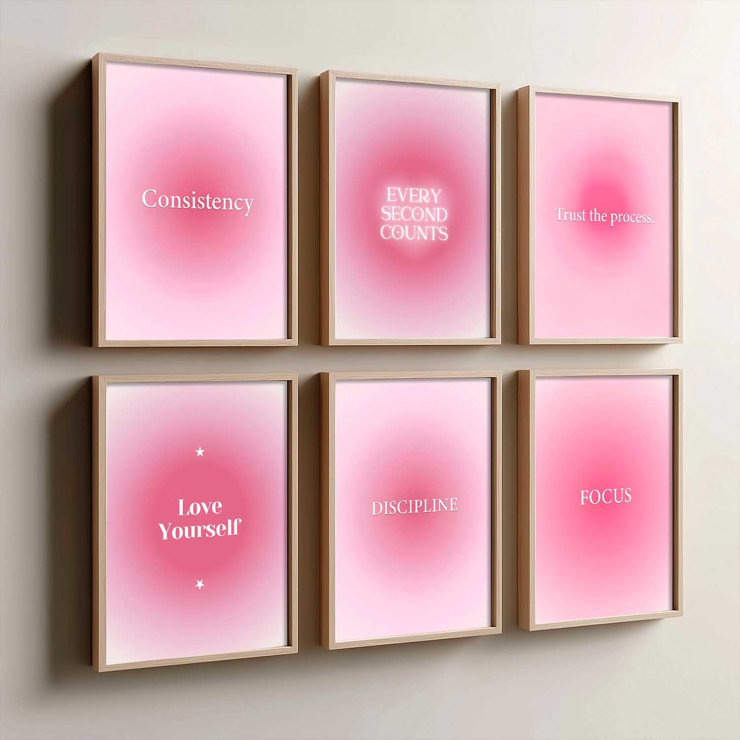 Daily Affirmations Big Aesthetic Wall Art Paintings with Frame for Living Room Bedroom