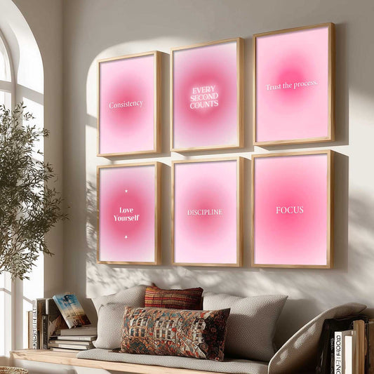 Daily Affirmations Big Aesthetic Wall Art Paintings with Frame for Living Room Bedroom