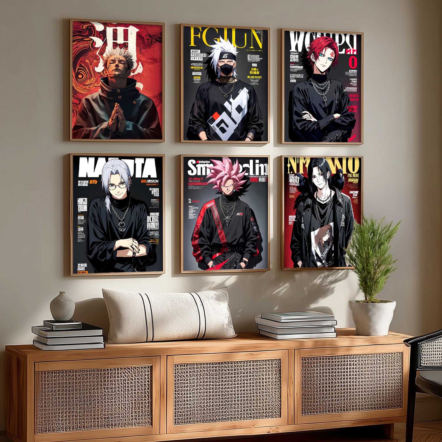 Anime Big Aesthetic Wall Art Paintings with Frame for Living Room Bedroom