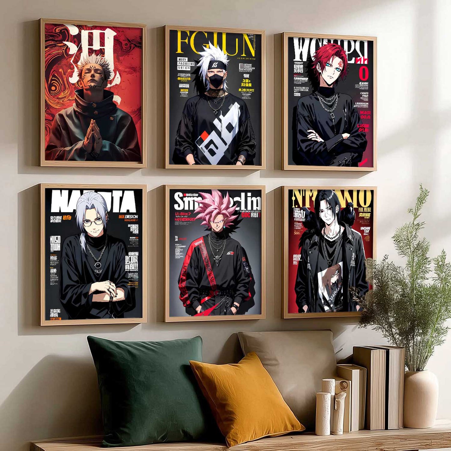 Anime Big Aesthetic Wall Art Paintings with Frame for Living Room Bedroom