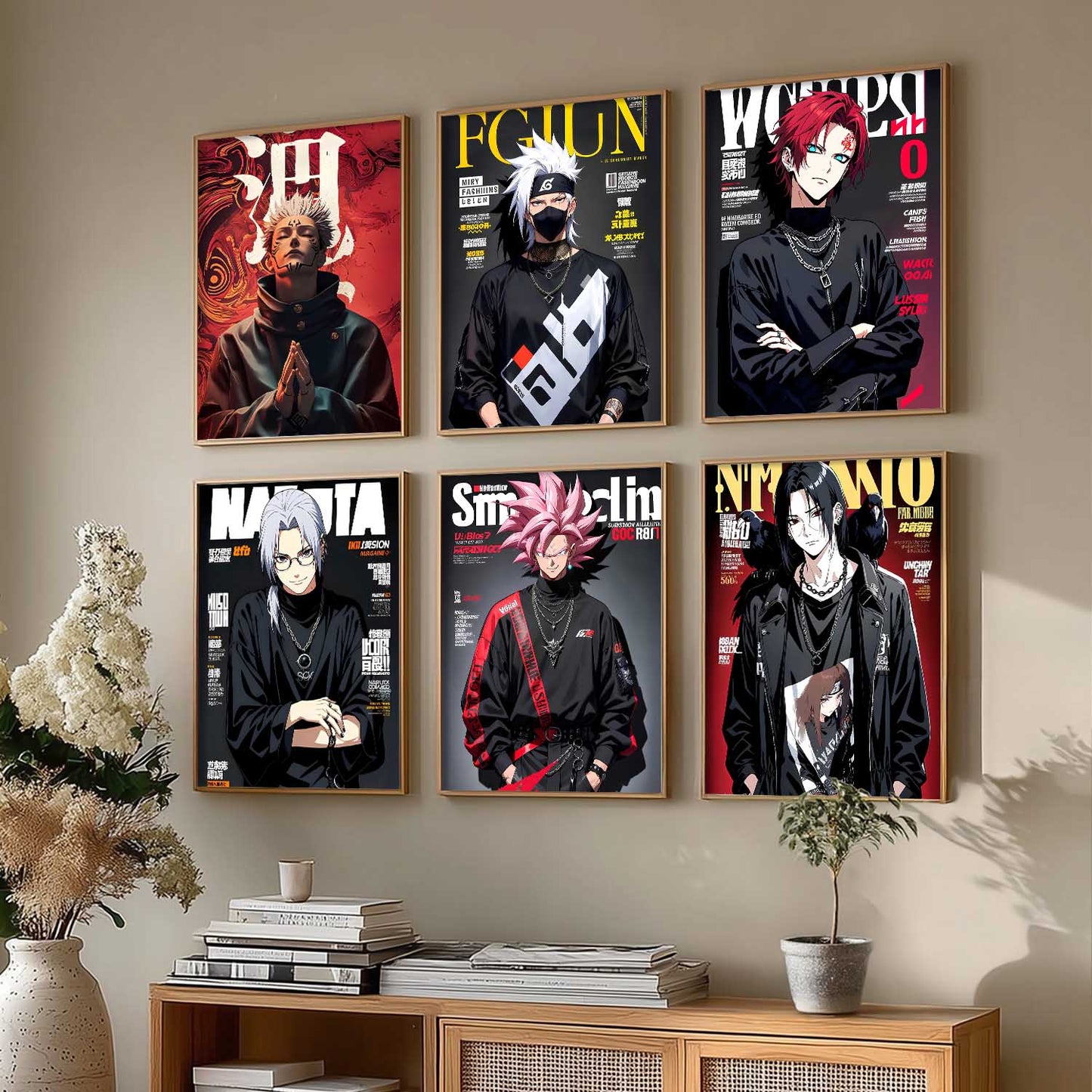 Anime Big Aesthetic Wall Art Paintings with Frame for Living Room Bedroom