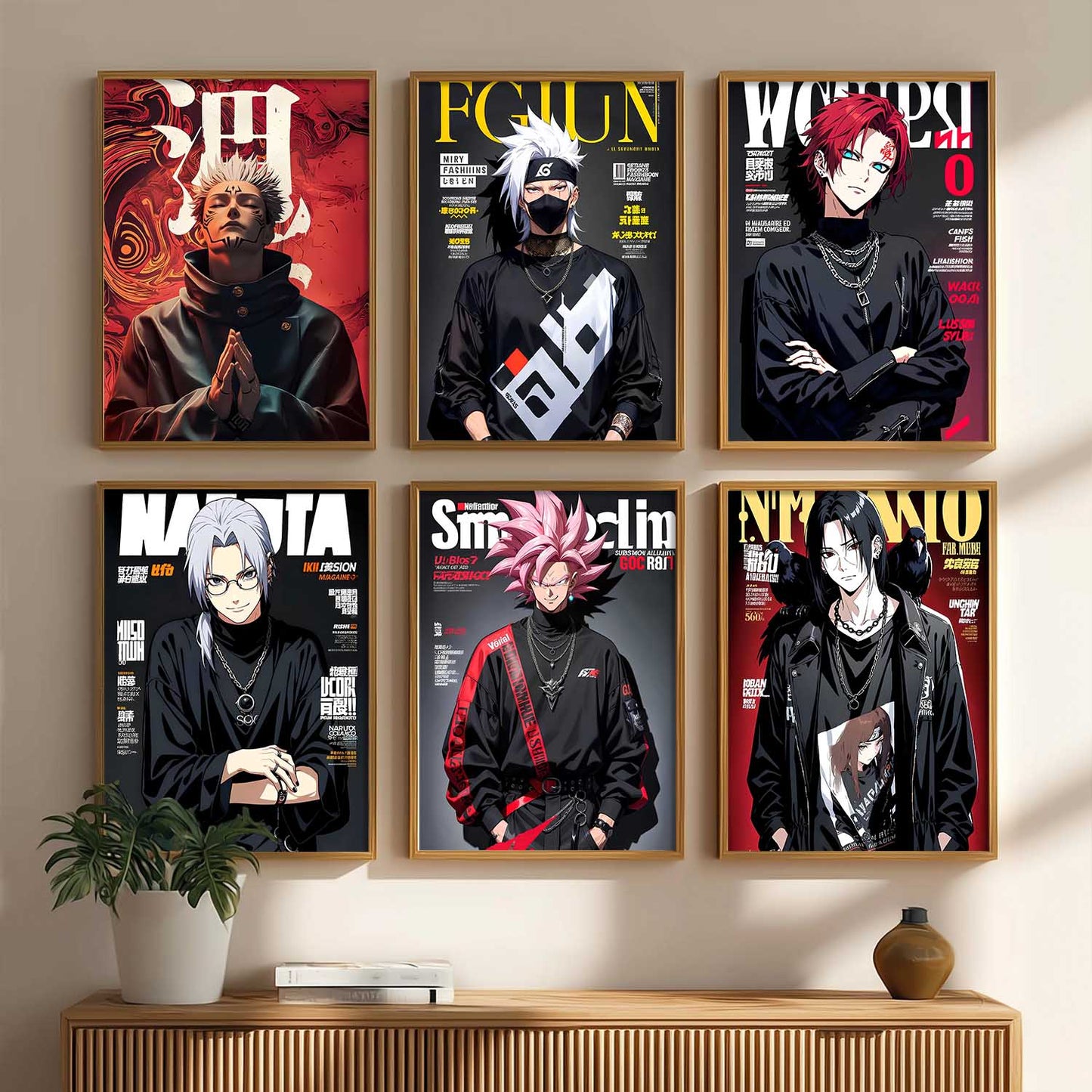 Anime Big Aesthetic Wall Art Paintings with Frame for Living Room Bedroom