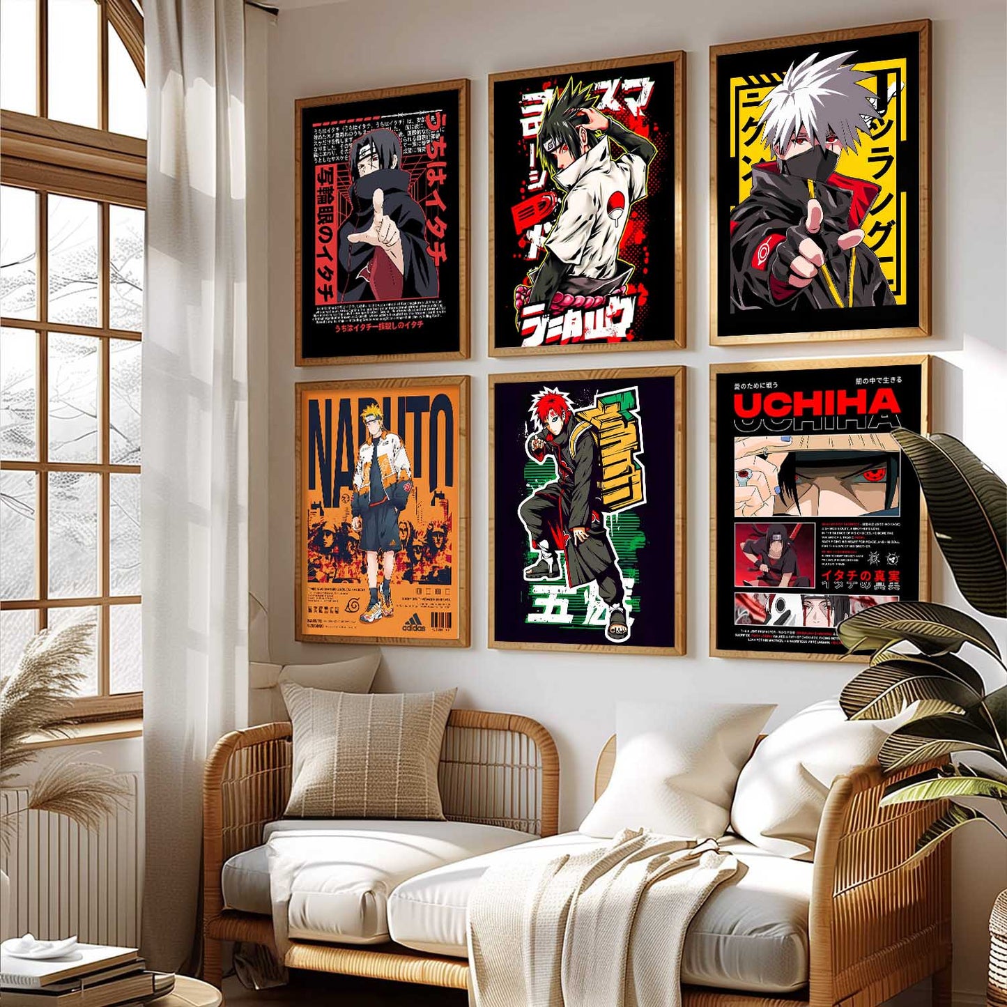 Japanese Anime Characters Big Aesthetic Wall Art Paintings with Frame for Living Room Bedroom