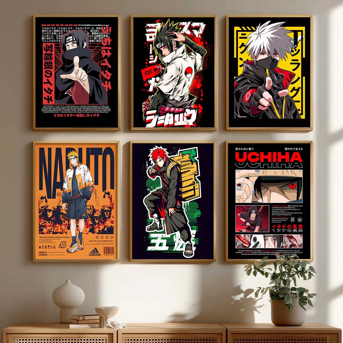 Japanese Anime Characters Big Aesthetic Wall Art Paintings with Frame for Living Room Bedroom