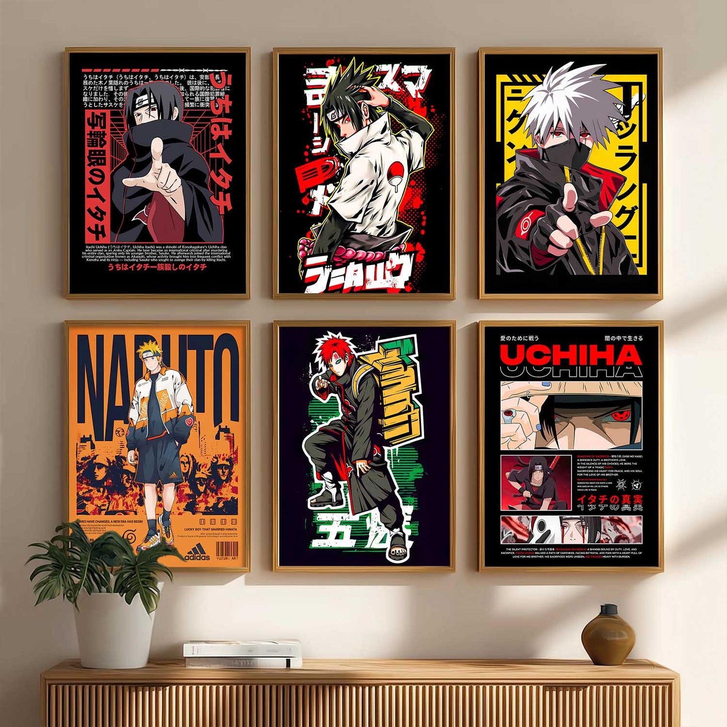 Japanese Anime Characters Big Aesthetic Wall Art Paintings with Frame for Living Room Bedroom