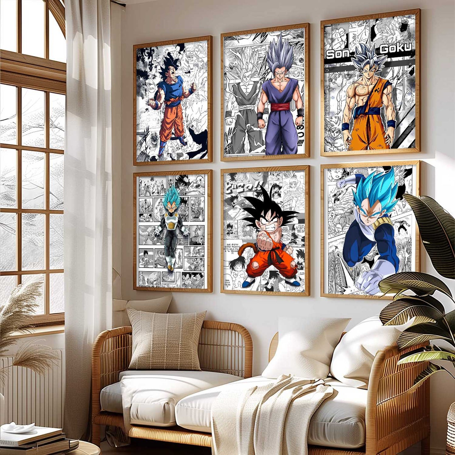 Japanese Anime Characters  Aesthetic Wall Art Paintings with Frame for Living Room Bedroom