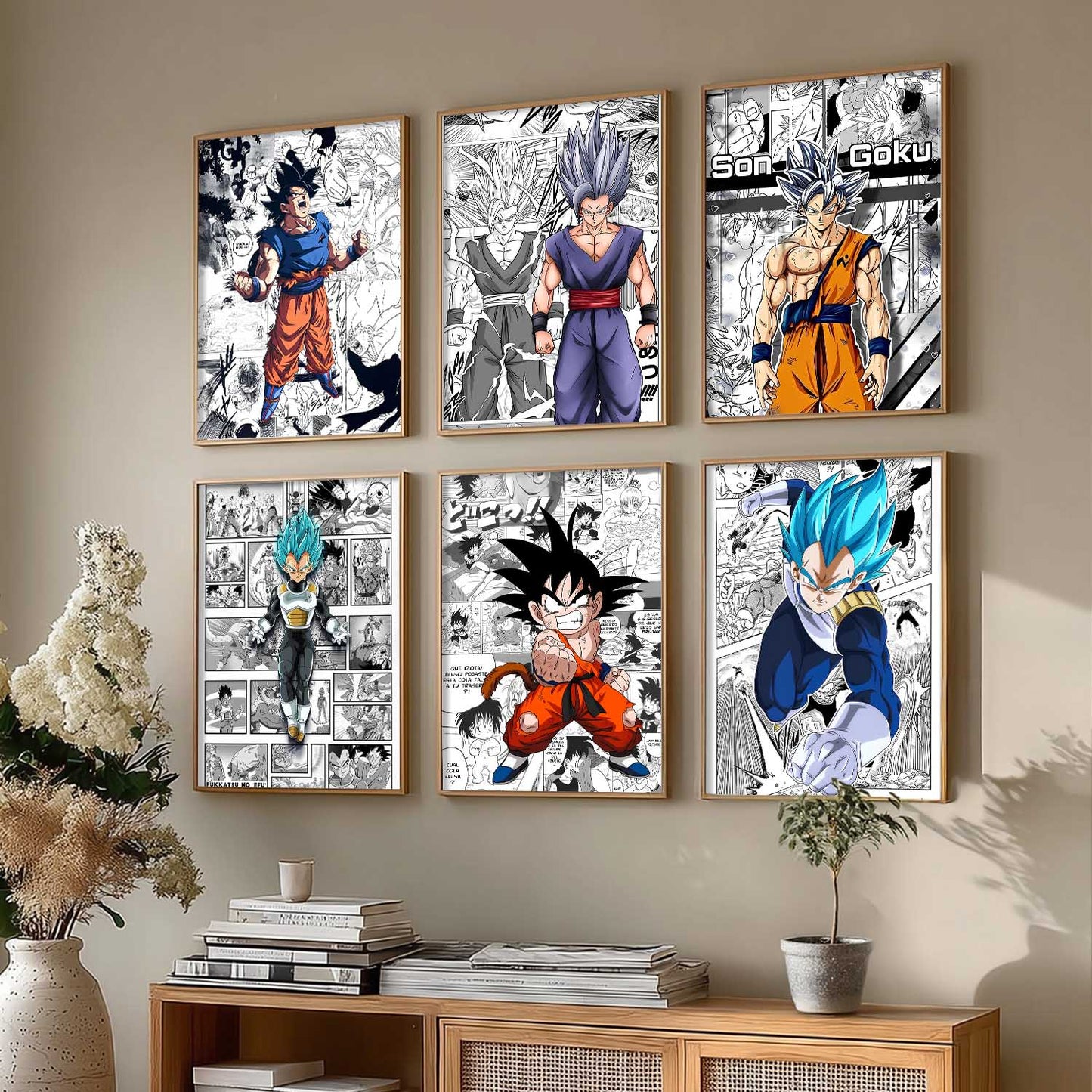 Japanese Anime Characters  Aesthetic Wall Art Paintings with Frame for Living Room Bedroom