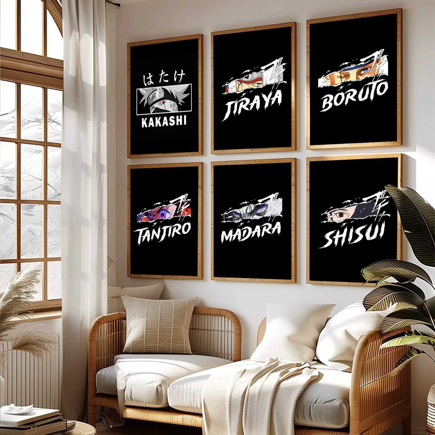 Japanese Anime Characters  Aesthetic Wall Art Paintings with Frame for Living Room Bedroom