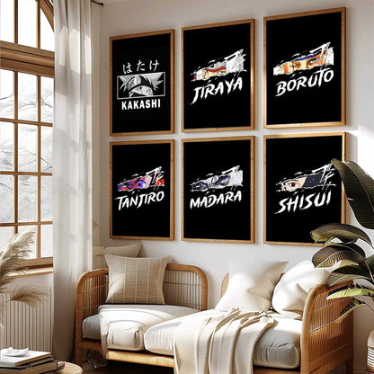 Japanese Anime Characters  Aesthetic Wall Art Paintings with Frame for Living Room Bedroom