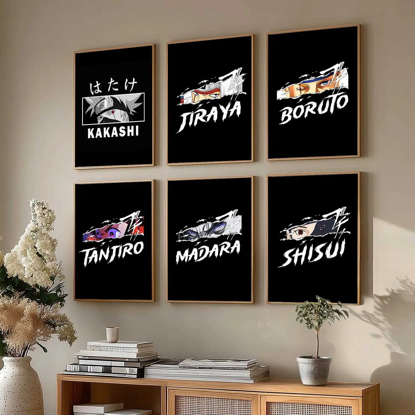 Japanese Anime Characters  Aesthetic Wall Art Paintings with Frame for Living Room Bedroom