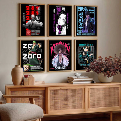 Japanese Anime Characters Big Aesthetic Wall Art Paintings with Frame for Living Room Bedroom