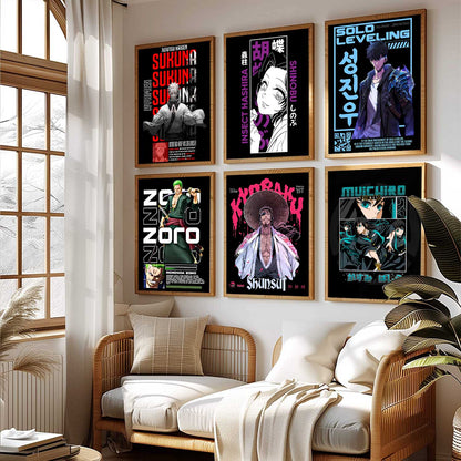 Japanese Anime Characters Big Aesthetic Wall Art Paintings with Frame for Living Room Bedroom