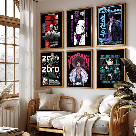 Japanese Anime Characters Big Aesthetic Wall Art Paintings with Frame for Living Room Bedroom