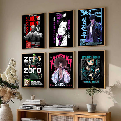 Japanese Anime Characters Big Aesthetic Wall Art Paintings with Frame for Living Room Bedroom