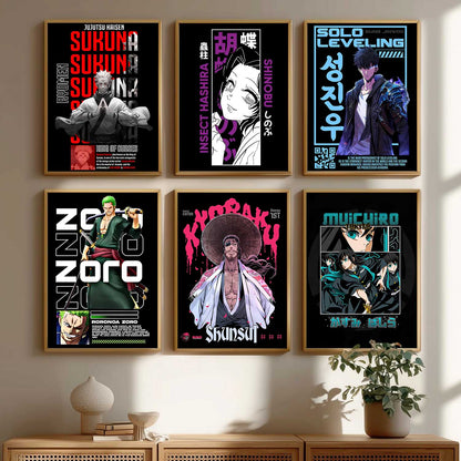 Japanese Anime Characters Big Aesthetic Wall Art Paintings with Frame for Living Room Bedroom