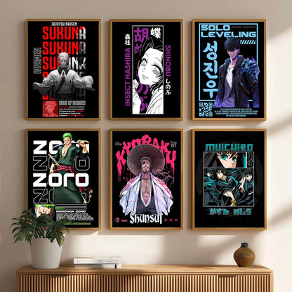 Japanese Anime Characters Big Aesthetic Wall Art Paintings with Frame for Living Room Bedroom