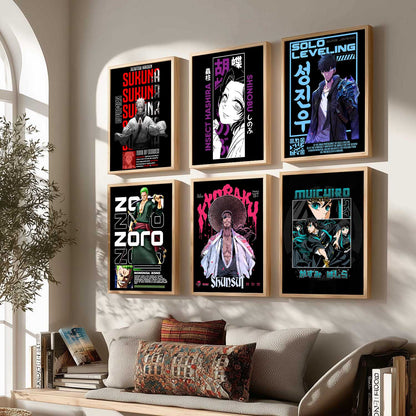 Japanese Anime Characters Big Aesthetic Wall Art Paintings with Frame for Living Room Bedroom