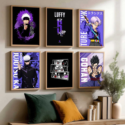 Japanese Anime Characters Big Aesthetic Wall Art Paintings with Frame for Living Room Bedroom
