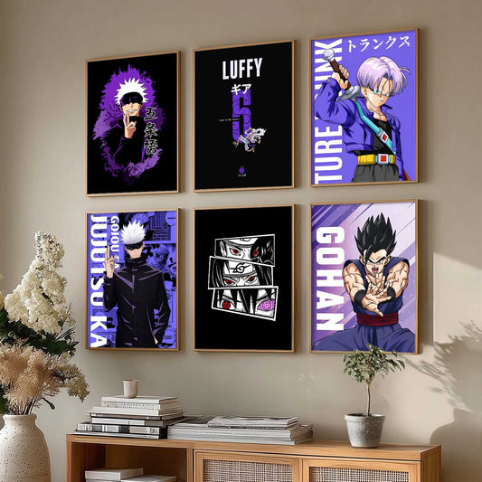 Japanese Anime Characters Big Aesthetic Wall Art Paintings with Frame for Living Room Bedroom