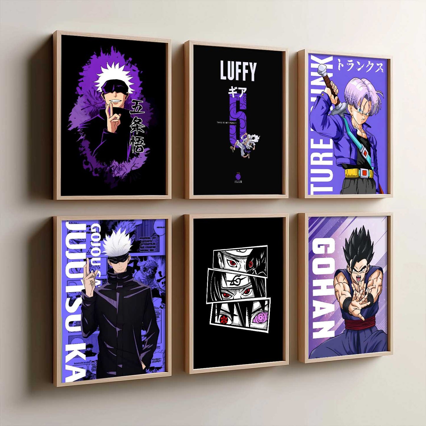 Japanese Anime Characters Big Aesthetic Wall Art Paintings with Frame for Living Room Bedroom