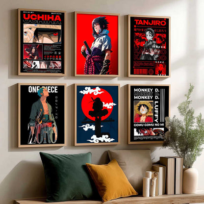 Japanese Anime Characters Big Aesthetic Wall Art Paintings with Frame for Living Room Bedroom
