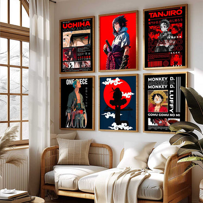 Japanese Anime Characters Big Aesthetic Wall Art Paintings with Frame for Living Room Bedroom
