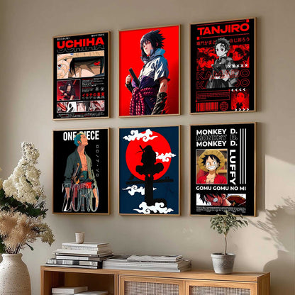 Japanese Anime Characters Big Aesthetic Wall Art Paintings with Frame for Living Room Bedroom