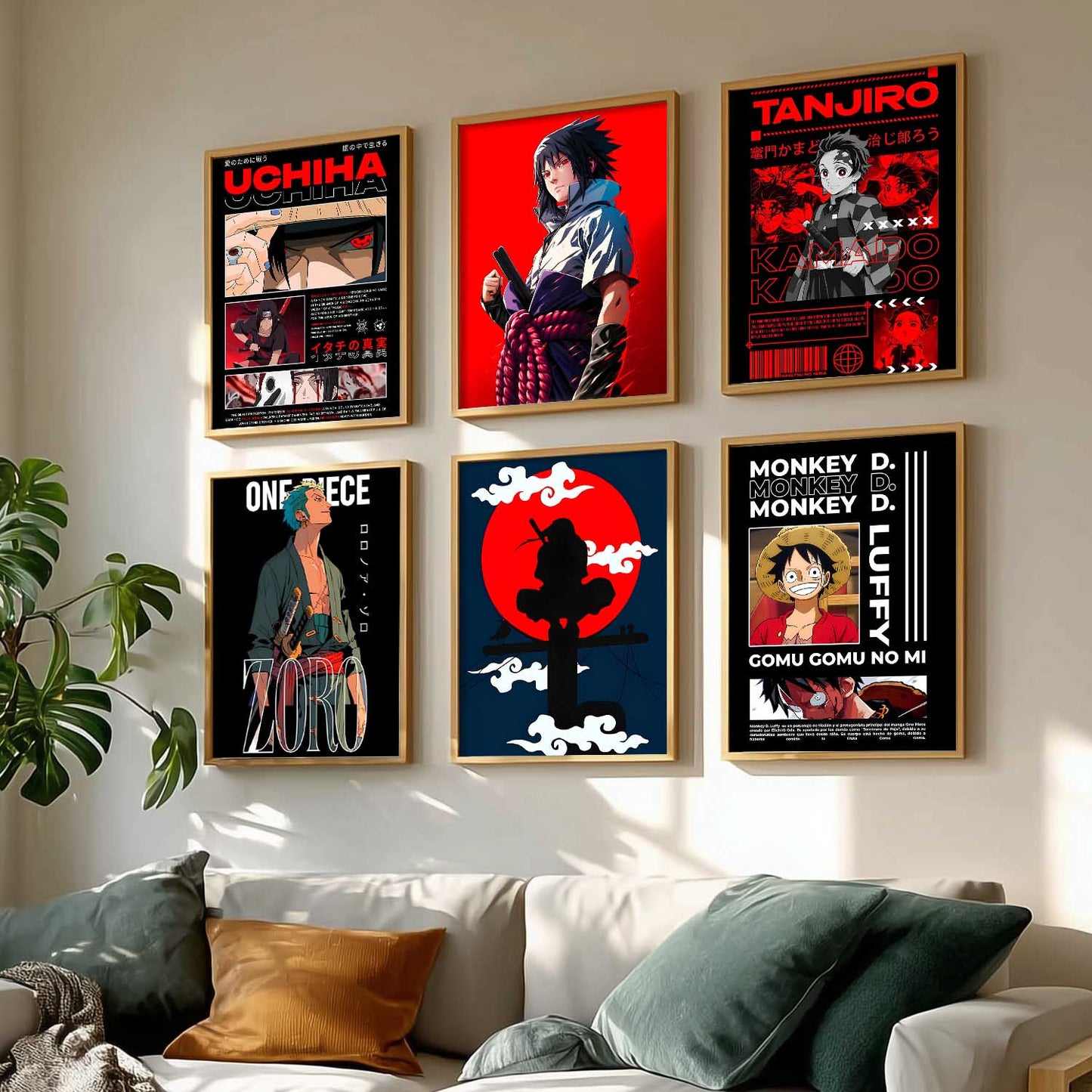 Japanese Anime Characters Big Aesthetic Wall Art Paintings with Frame for Living Room Bedroom