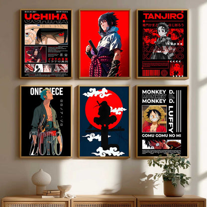 Japanese Anime Characters Big Aesthetic Wall Art Paintings with Frame for Living Room Bedroom