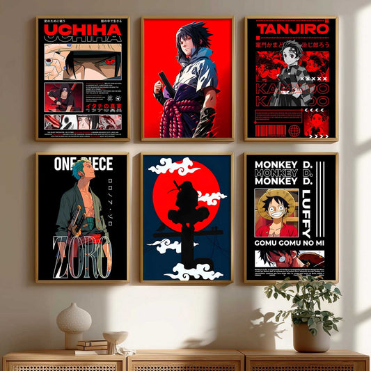 Japanese Anime Characters Big Aesthetic Wall Art Paintings with Frame for Living Room Bedroom