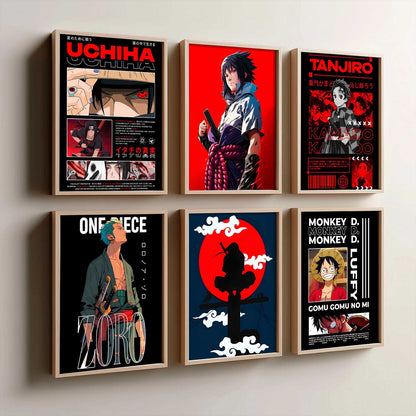 Japanese Anime Characters Big Aesthetic Wall Art Paintings with Frame for Living Room Bedroom