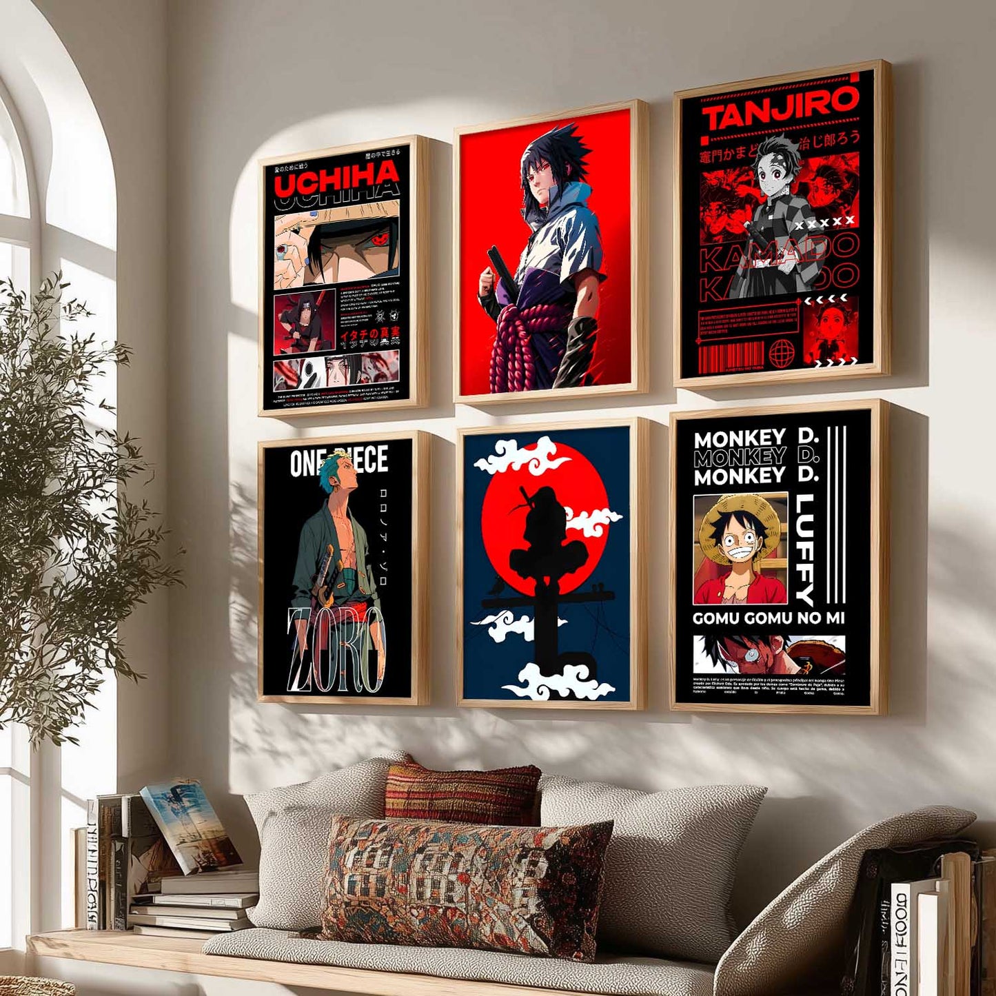 Japanese Anime Characters Big Aesthetic Wall Art Paintings with Frame for Living Room Bedroom