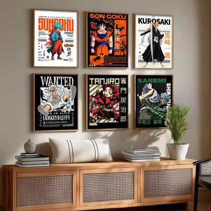 Japanese Anime Characters Big Aesthetic Wall Art Paintings with Frame for Living Room Bedroom