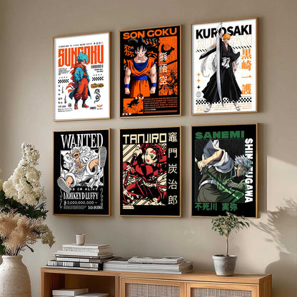 Japanese Anime Characters Big Aesthetic Wall Art Paintings with Frame for Living Room Bedroom