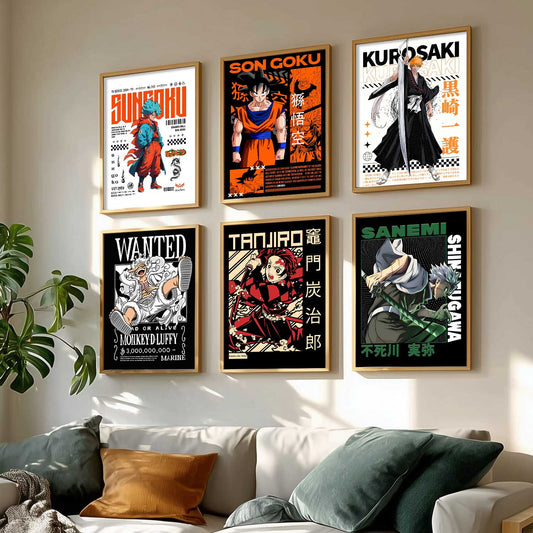 Japanese Anime Characters Big Aesthetic Wall Art Paintings with Frame for Living Room Bedroom