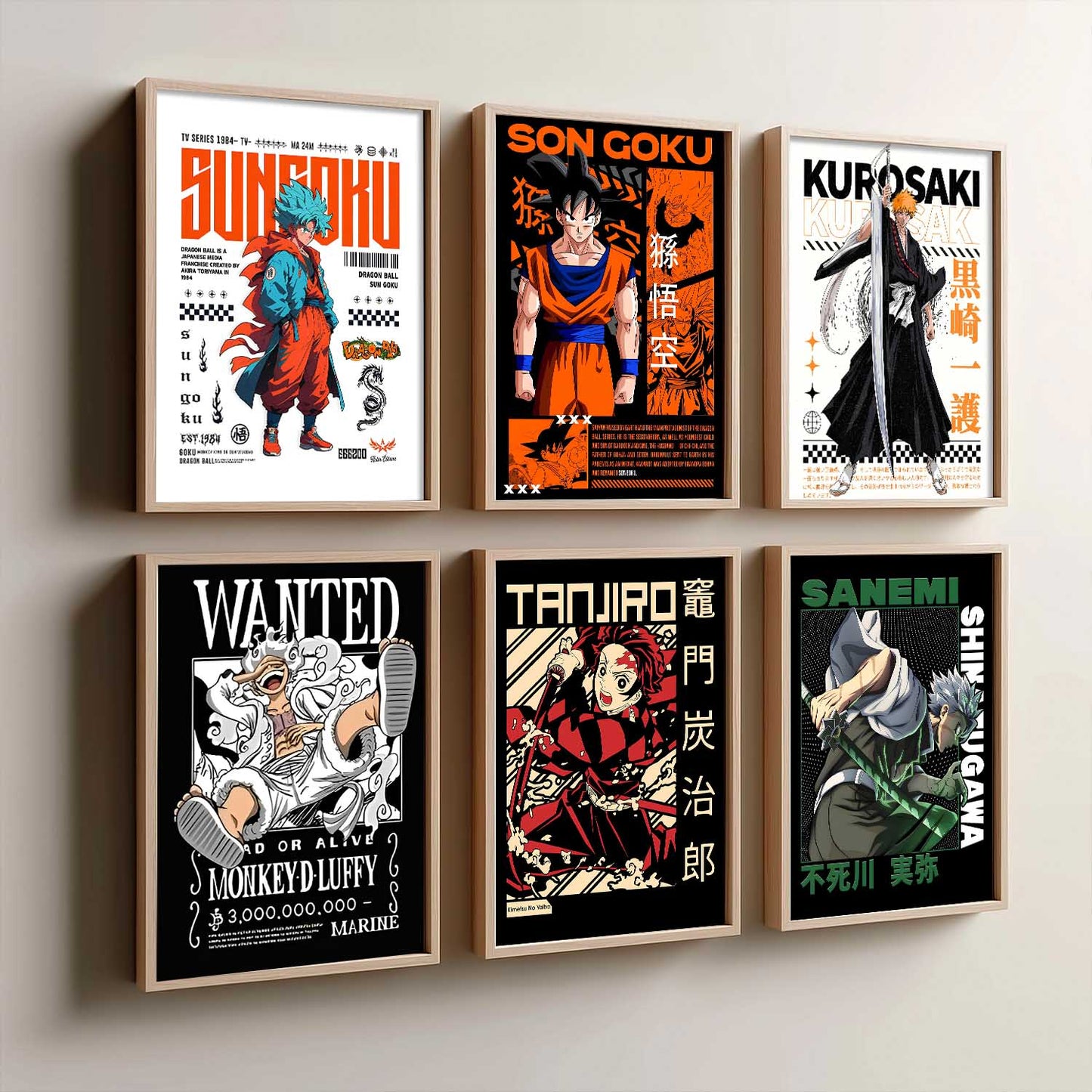 Japanese Anime Characters Big Aesthetic Wall Art Paintings with Frame for Living Room Bedroom