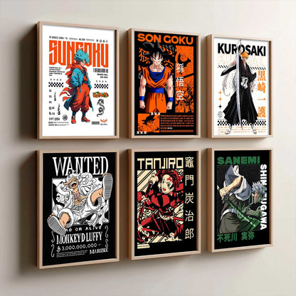 Japanese Anime Characters Big Aesthetic Wall Art Paintings with Frame for Living Room Bedroom