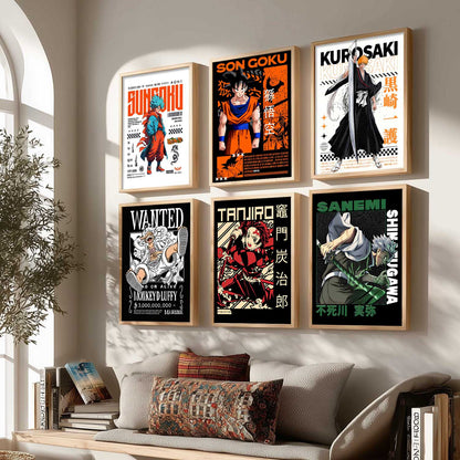 Japanese Anime Characters Big Aesthetic Wall Art Paintings with Frame for Living Room Bedroom