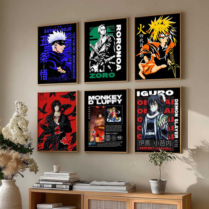 Japanese Anime Characters Big Aesthetic Wall Art Paintings with Frame for Living Room Bedroom