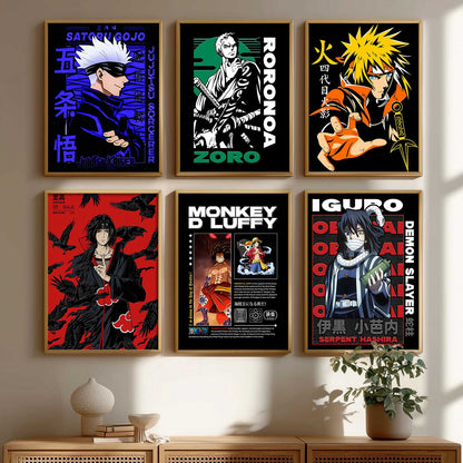 Japanese Anime Characters Big Aesthetic Wall Art Paintings with Frame for Living Room Bedroom