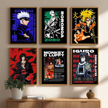 Japanese Anime Characters Big Aesthetic Wall Art Paintings with Frame for Living Room Bedroom
