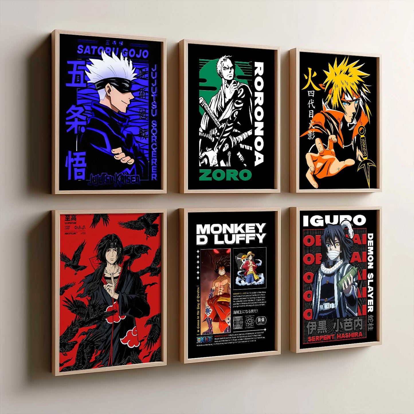 Japanese Anime Characters Big Aesthetic Wall Art Paintings with Frame for Living Room Bedroom