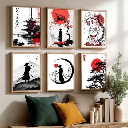 Japanese Anime Characters Big Aesthetic Wall Art Paintings with Frame for Living Room Bedroom