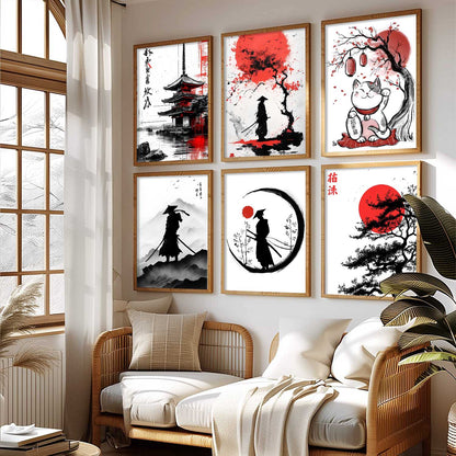 Japanese Anime Characters Big Aesthetic Wall Art Paintings with Frame for Living Room Bedroom