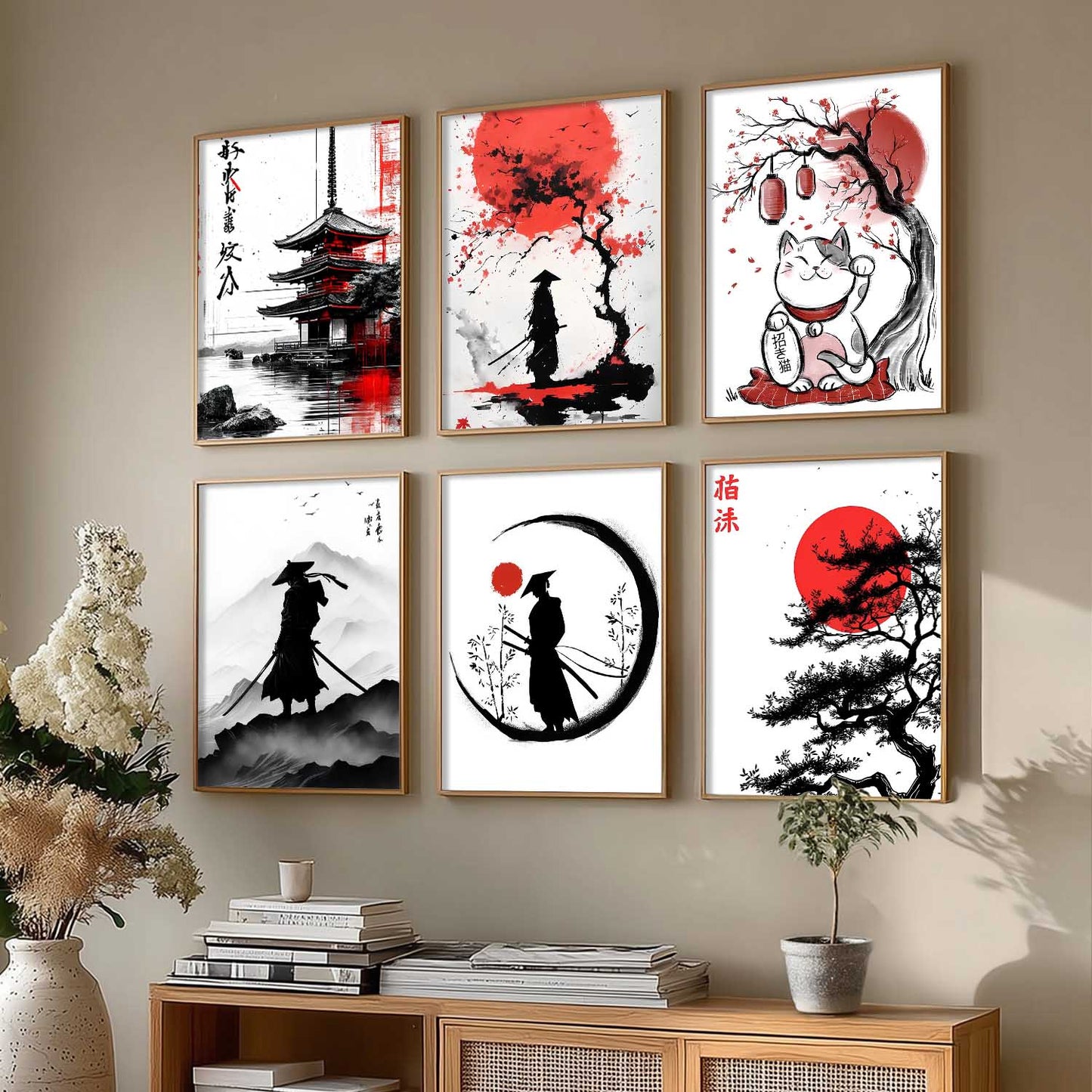 Japanese Anime Characters Big Aesthetic Wall Art Paintings with Frame for Living Room Bedroom
