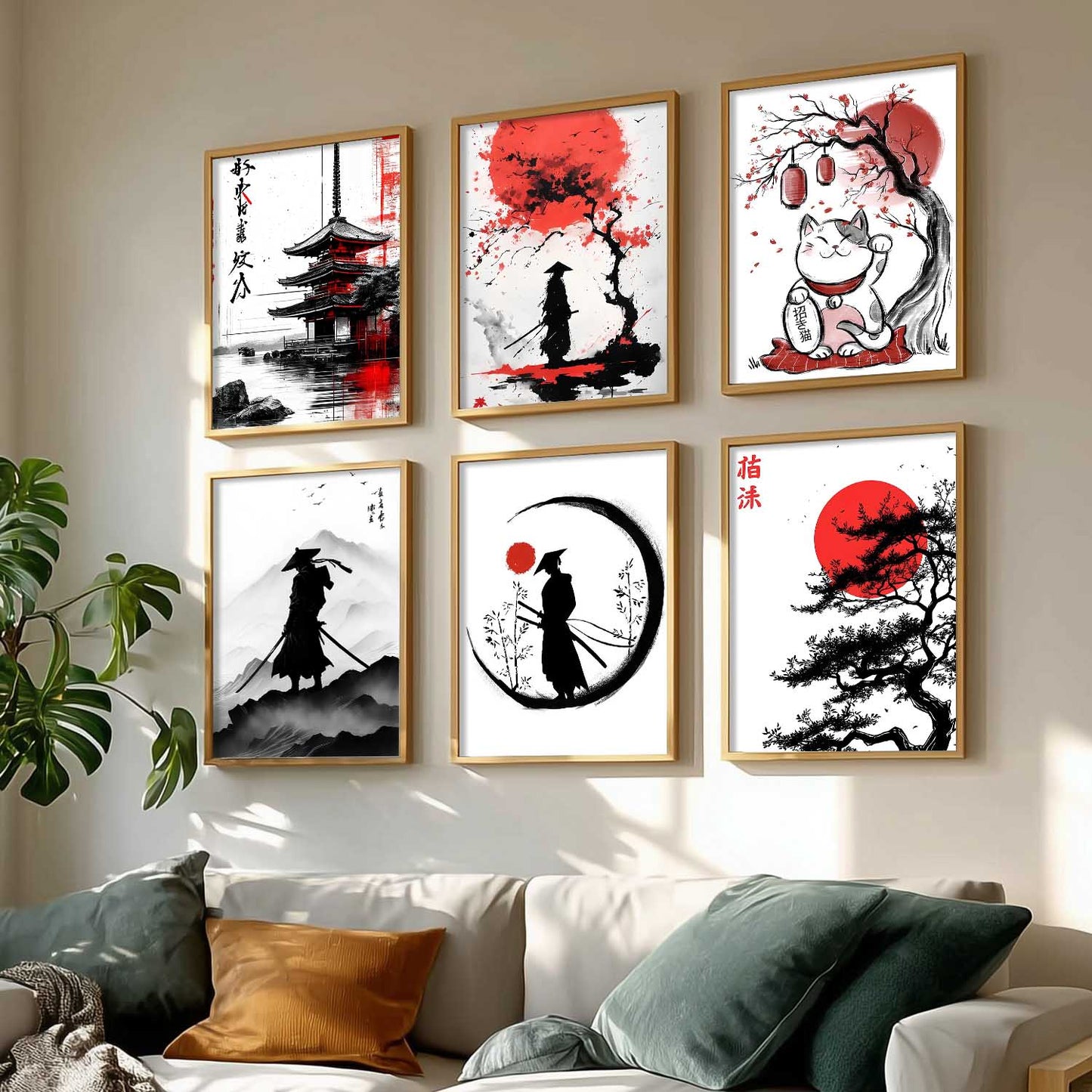 Japanese Anime Characters Big Aesthetic Wall Art Paintings with Frame for Living Room Bedroom