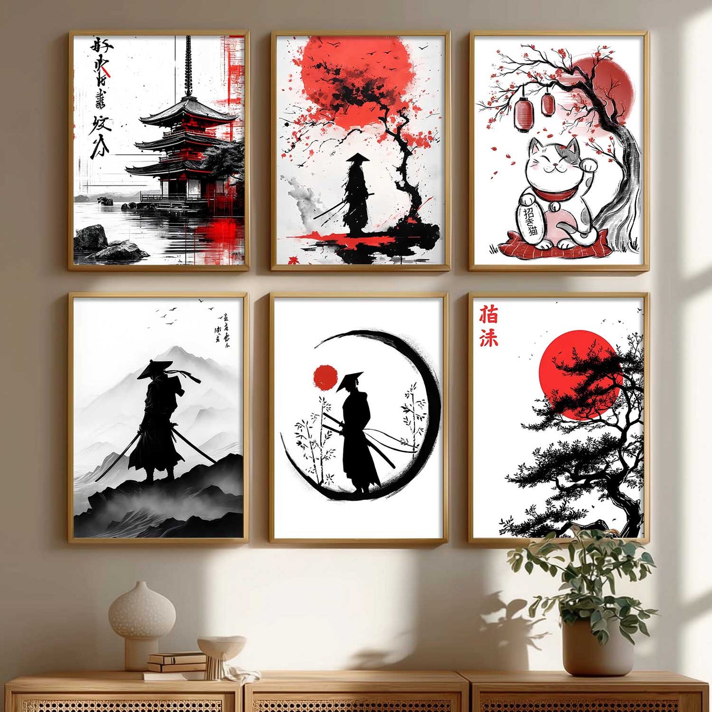 Japanese Anime Characters Big Aesthetic Wall Art Paintings with Frame for Living Room Bedroom