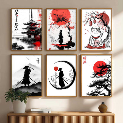Japanese Anime Characters Big Aesthetic Wall Art Paintings with Frame for Living Room Bedroom