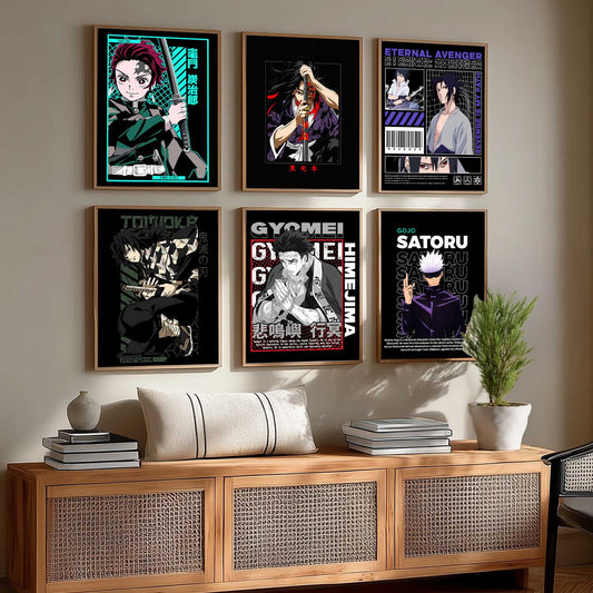 Japanese Anime Characters Big Aesthetic Wall Art Paintings with Frame for Living Room Bedroom